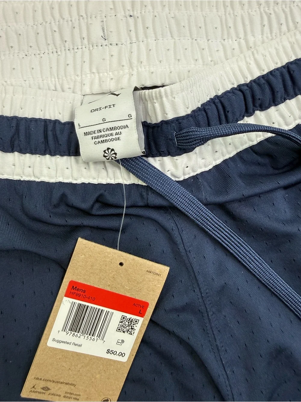 Nike Navy Blue Athletic Shorts with White Trim NWT - Picture 2 of 2